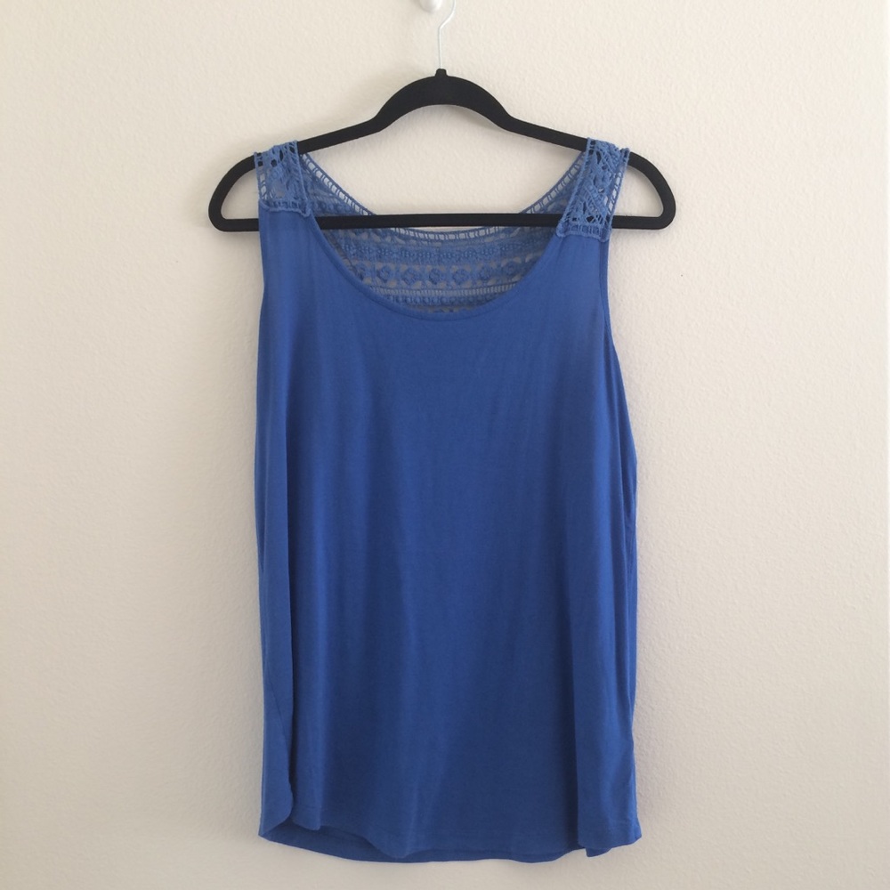 Lightly used blue tank with lace back